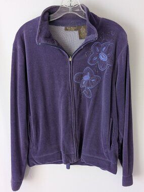 Jane Ashley purple velour full-zip jacket
